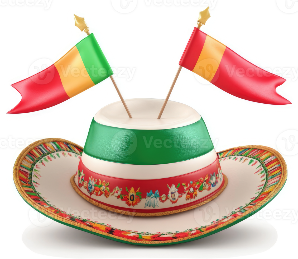 A festive hat adorned with two national flags. png
