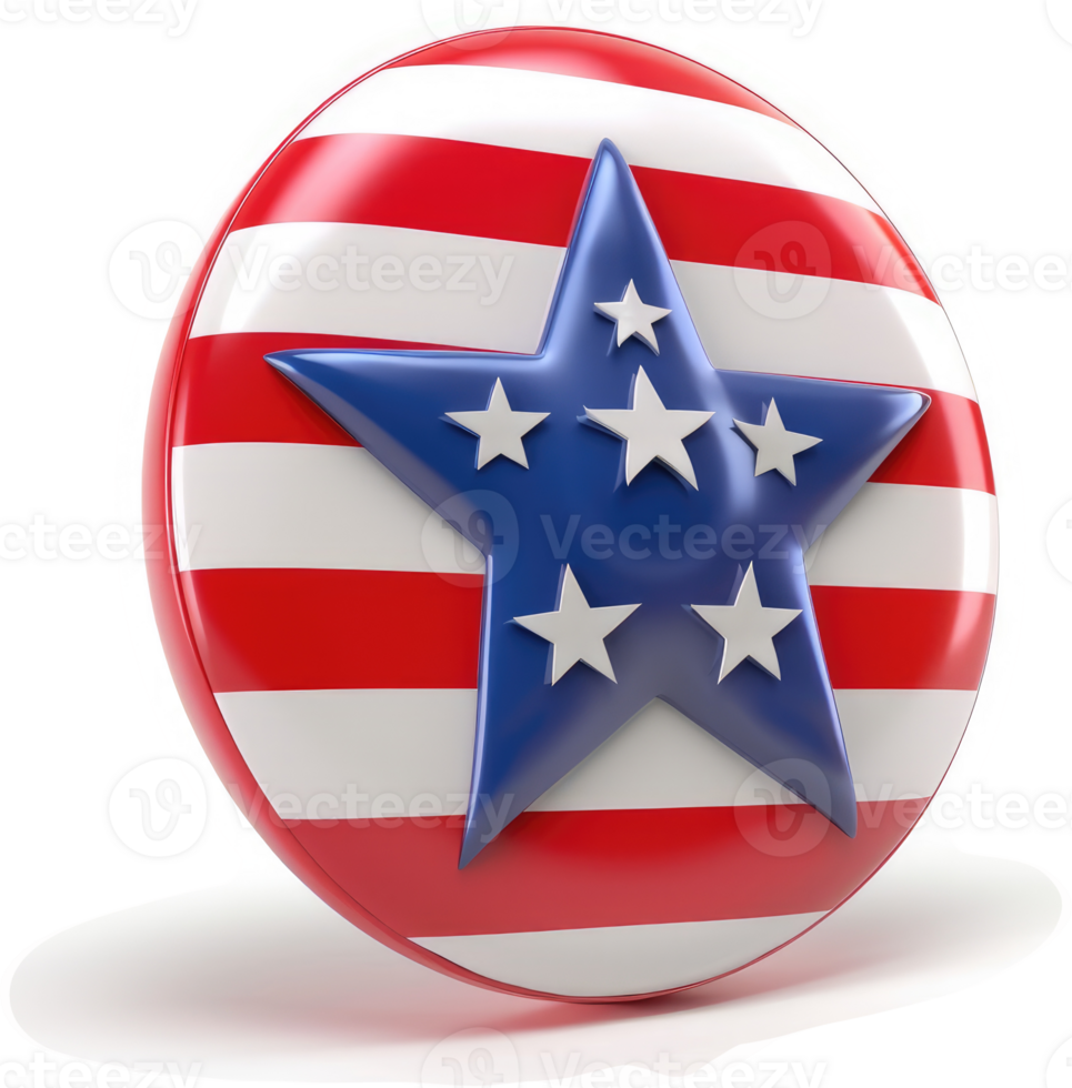 Circular patriotic button with an American star design. png