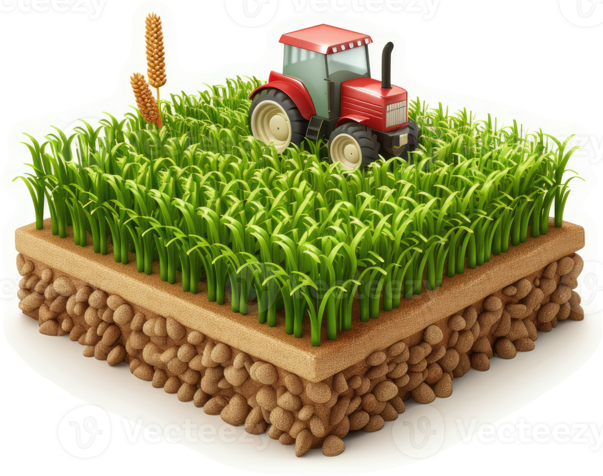 Agricultural scene featuring a tractor in a field. png
