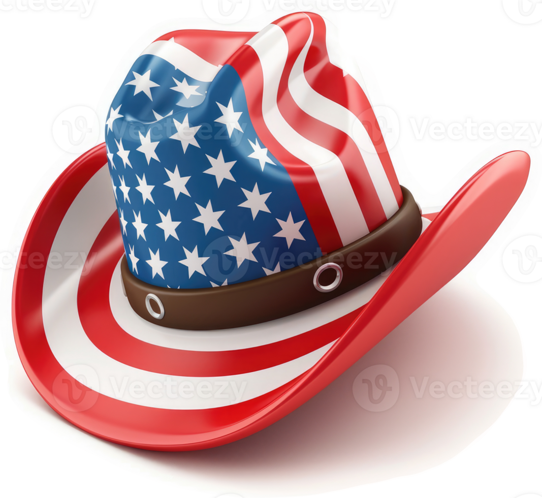 Patriotic cowboy hat, featuring the American flag design. png