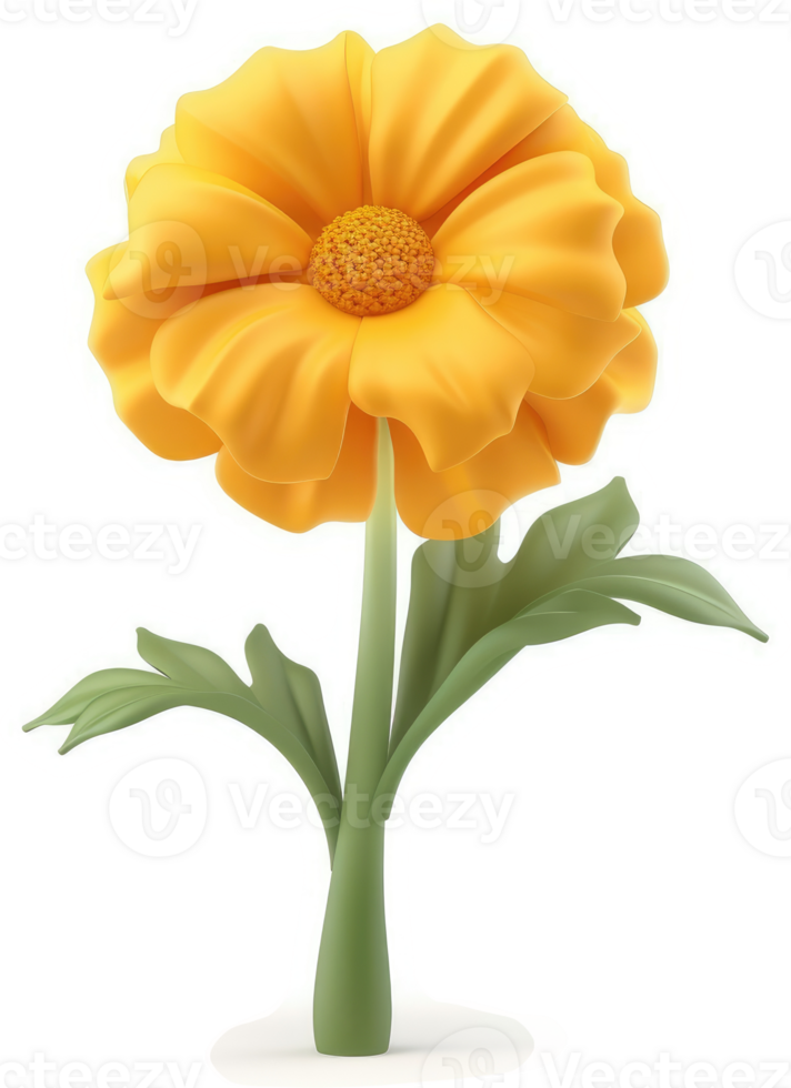 A vibrant, cartoonish depiction of a large, yellow flower. png