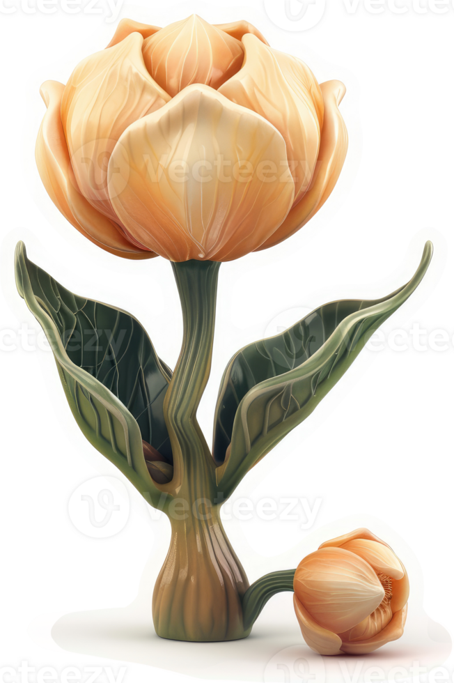 Ornate, peach-toned sculpted flower arrangement. png