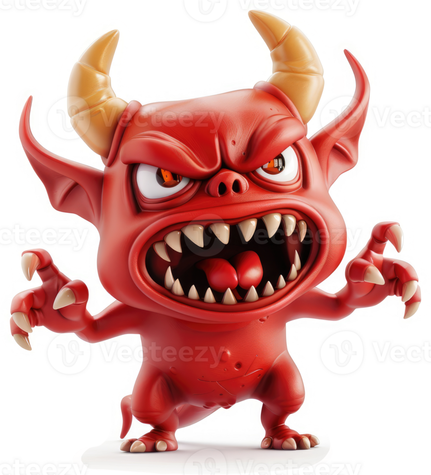 Ferocious little demon with menacing expression. png