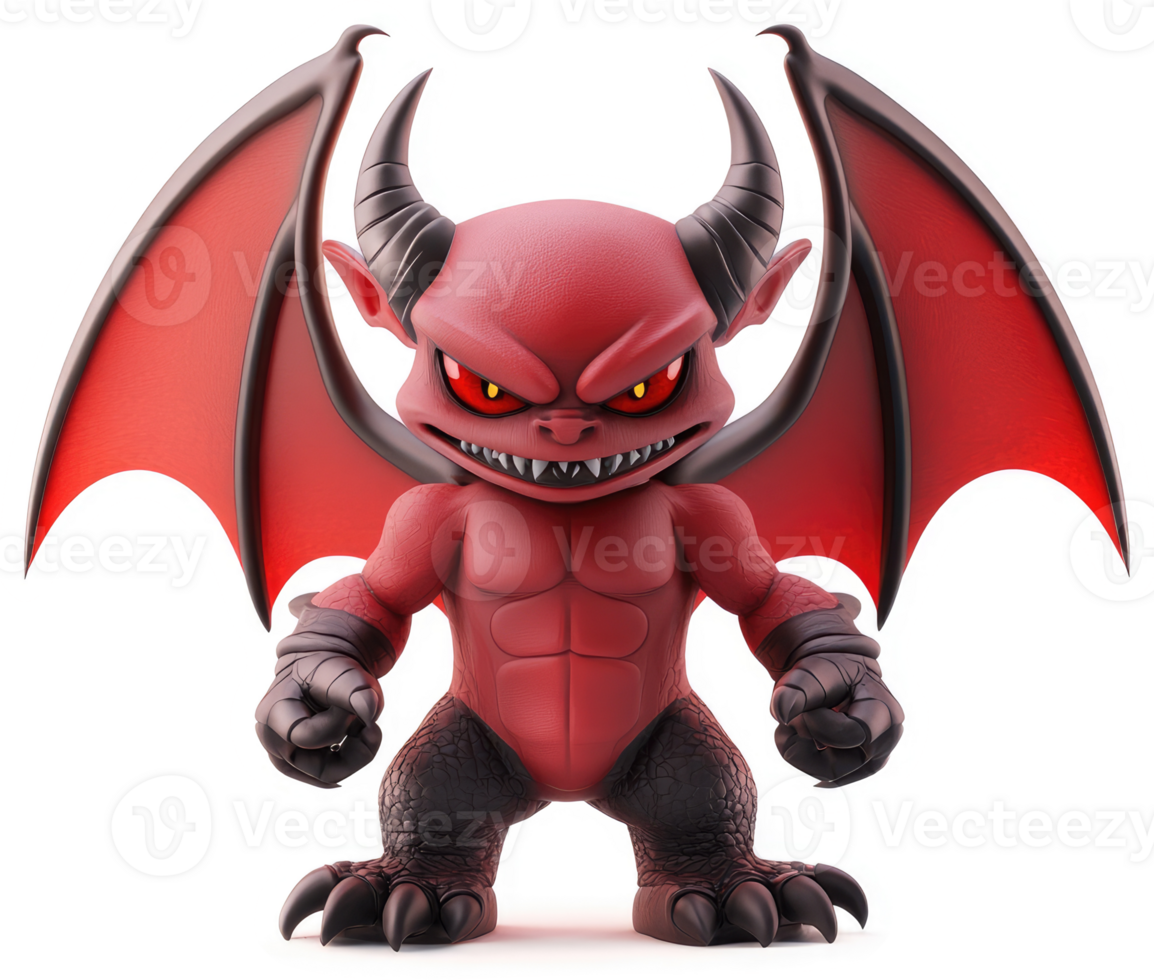 A menacing, cartoonish depiction of a miniature devil. png