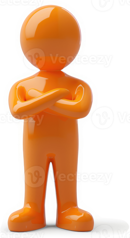 Orange figure with arms crossed, standing confidently. png