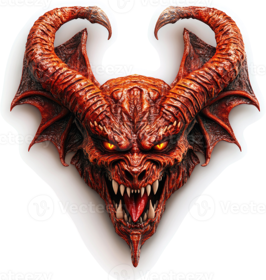 Fierce demon head, a symbol of evil and power. png