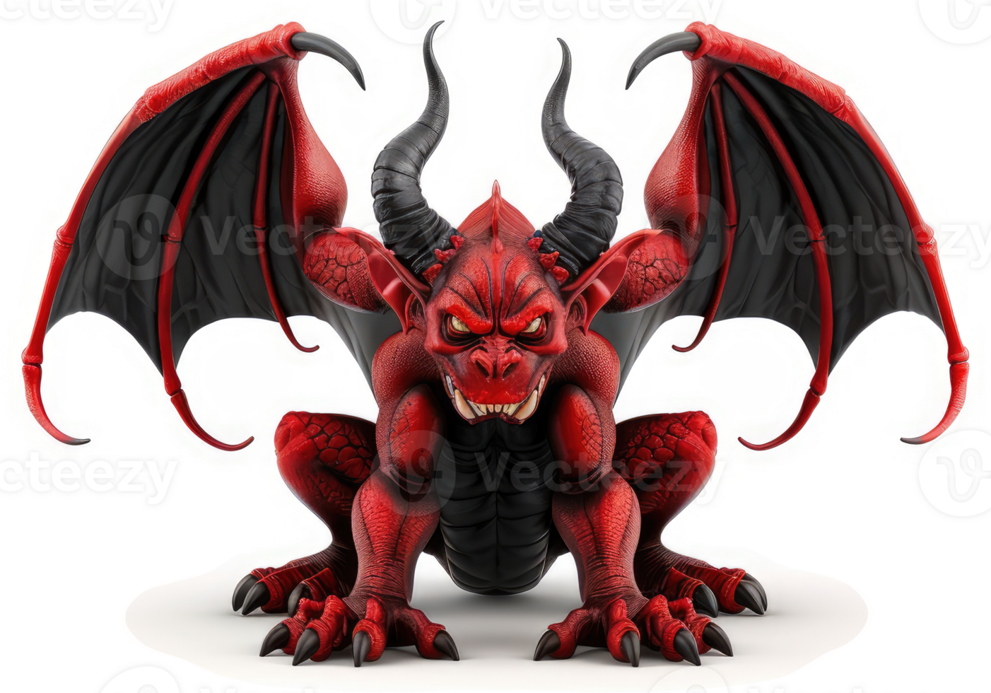 Fierce, demonic dragon statue with menacing expression. png
