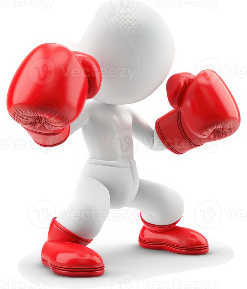 White figure boxer in a fighting stance. png