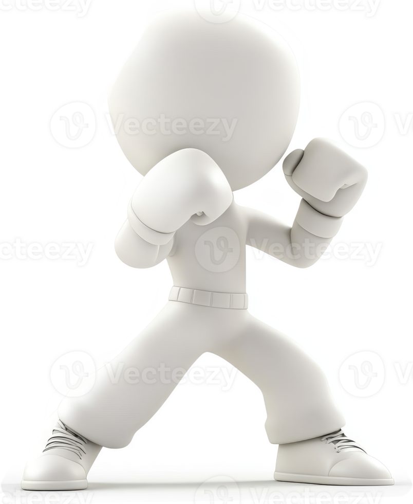 3D rendered figure in boxing stance. png