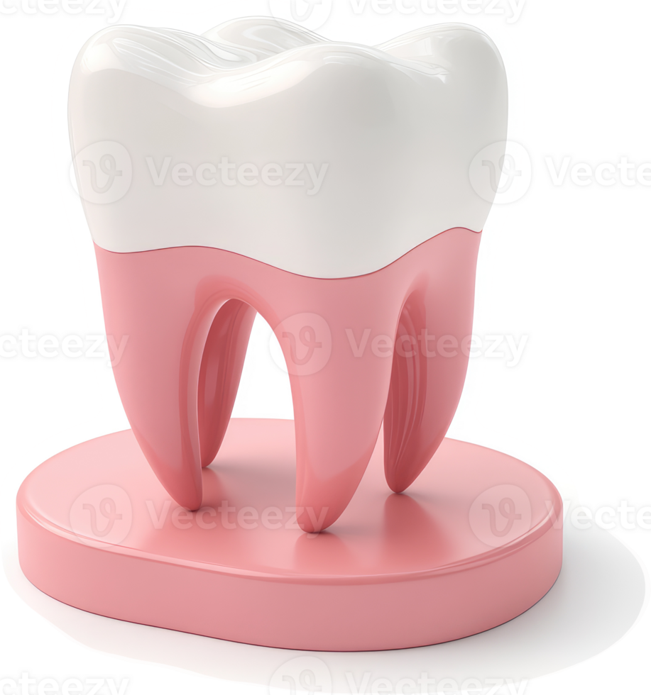 Healthy human tooth depiction on a pink base. png