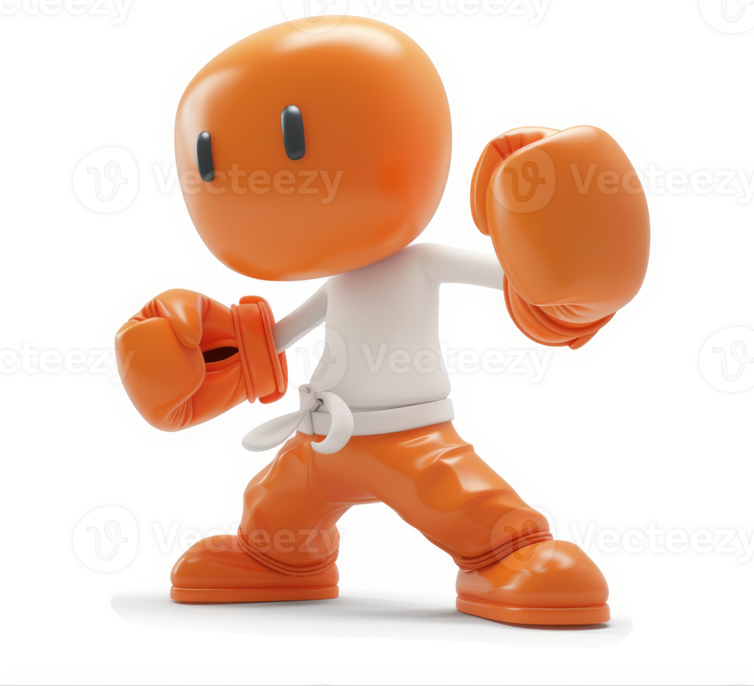 Orange cartoon figure in boxing stance. png