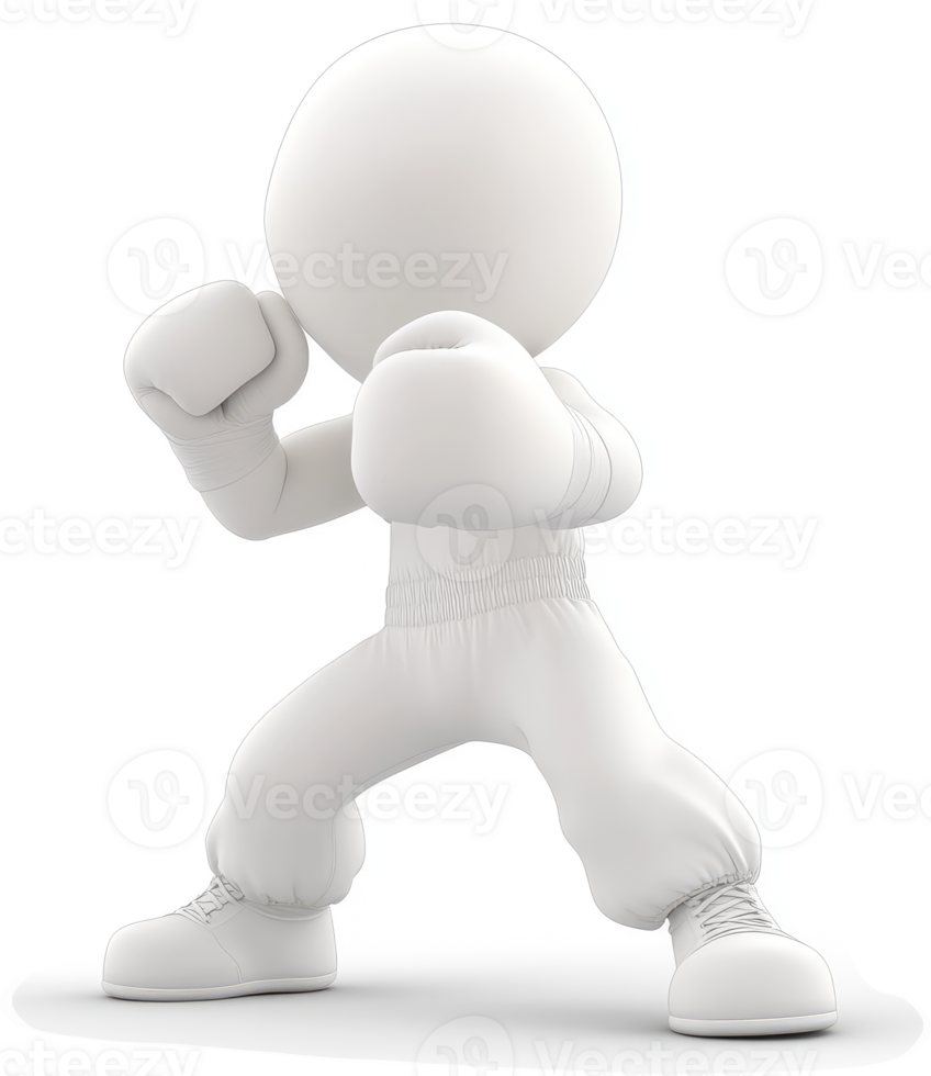 A white cartoon figure demonstrates a martial arts stance. png