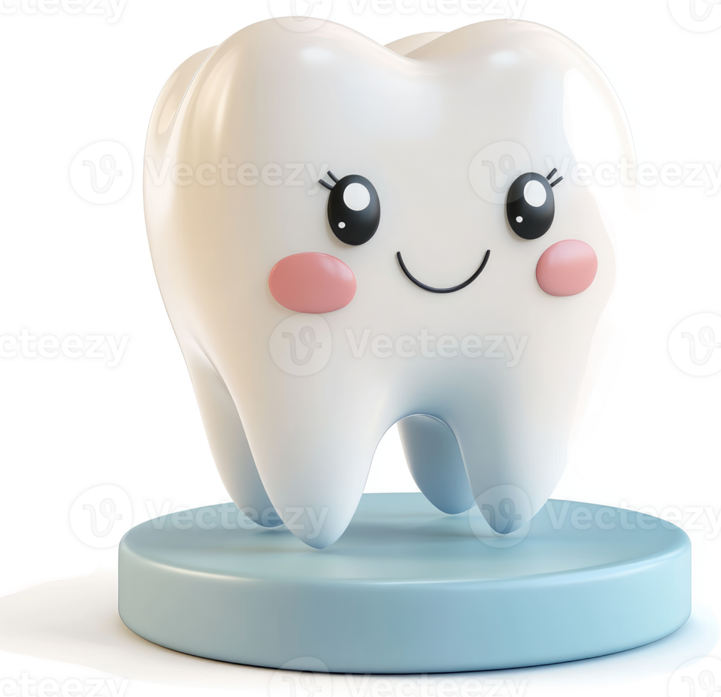 Smiling tooth figurine, a cheerful dental representation. png