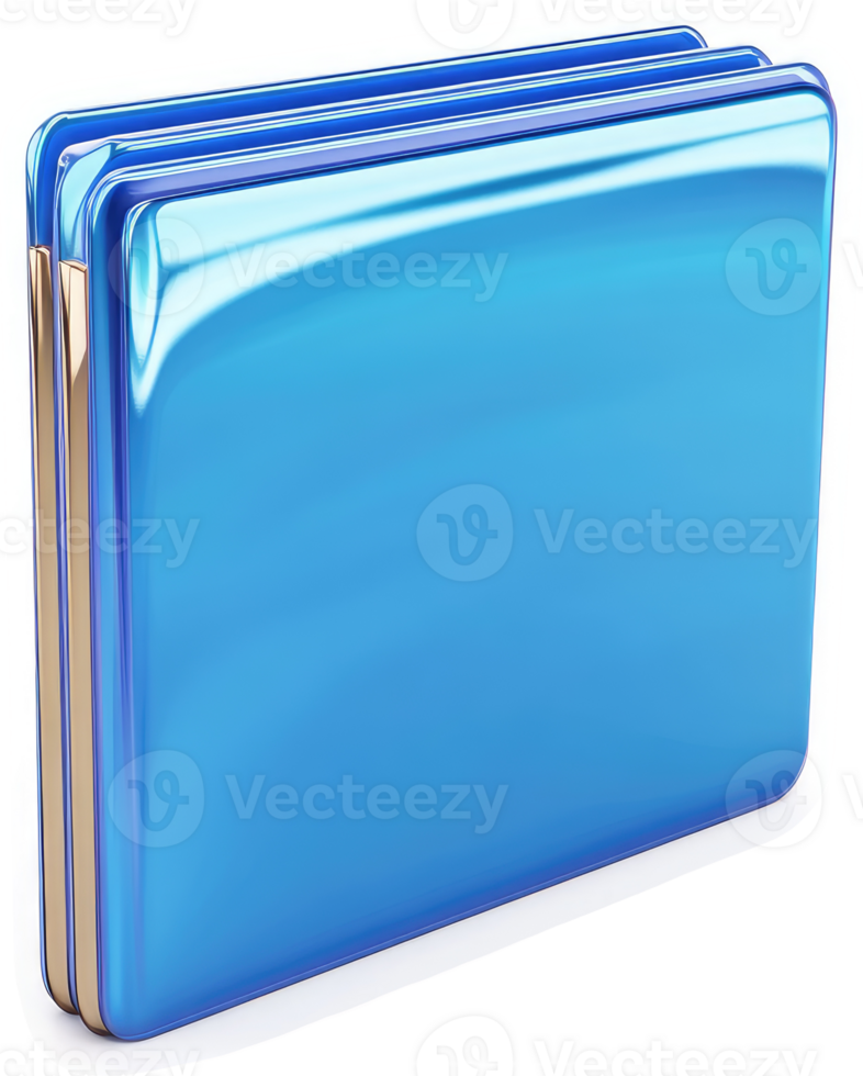 Glossy blue folder icon, file, or portfolio. png