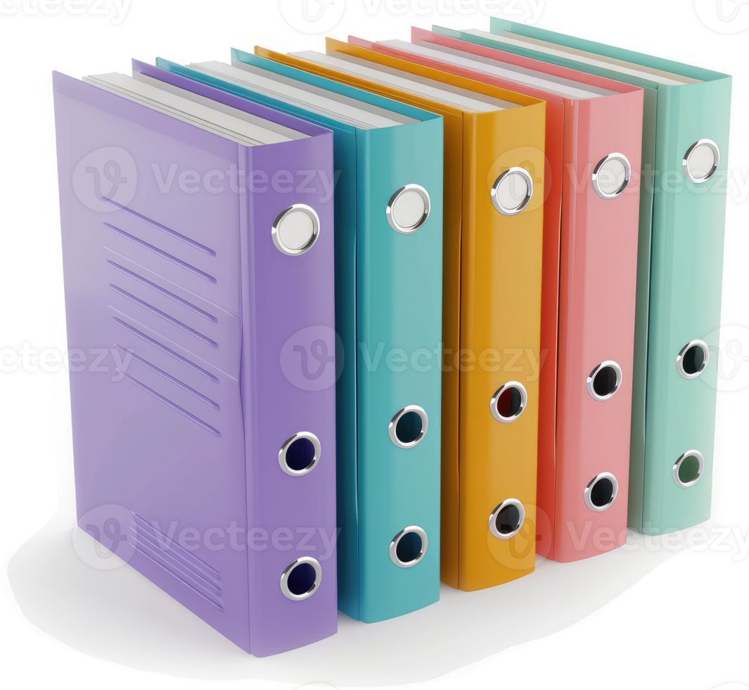 Colorful file folders in a stack. png