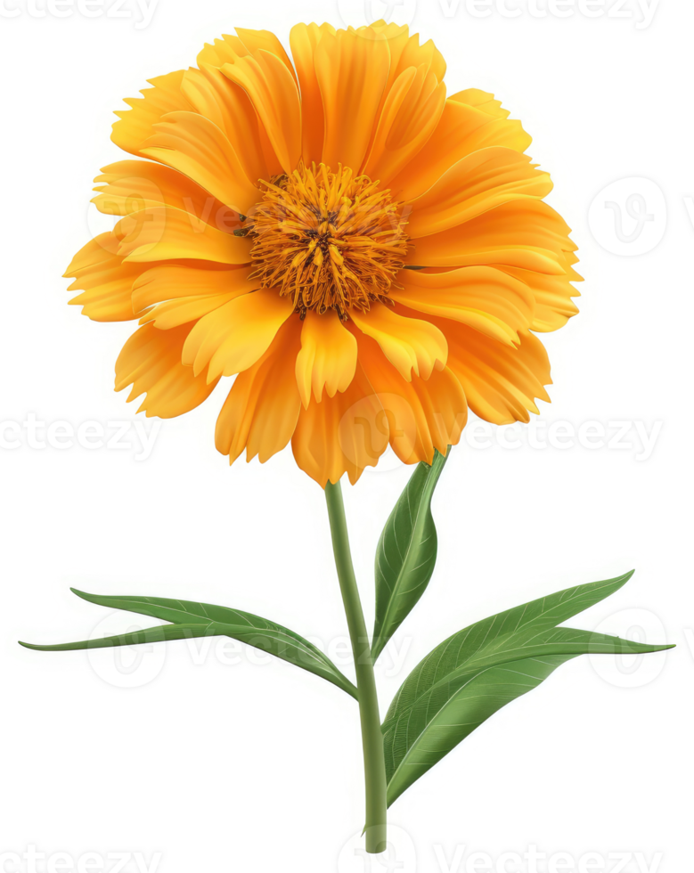 Vibrant orange flower with delicate petals. png