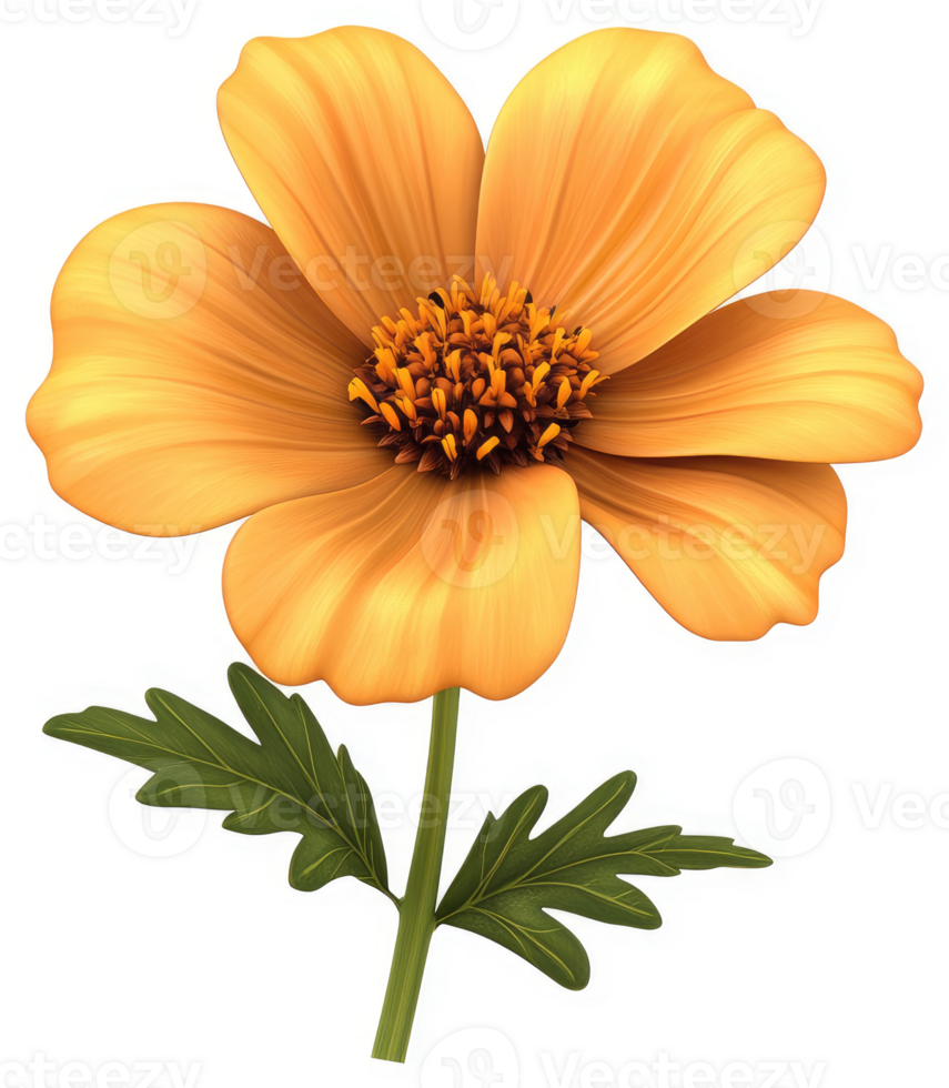 Vibrant, golden-orange flower with delicate petals. png