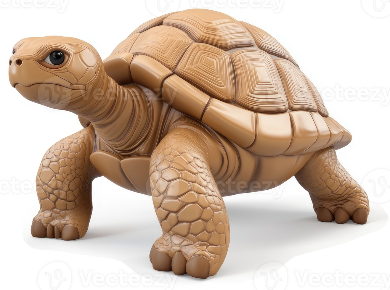 Cartoon tortoise, slow and steady, walks across a grassy plain. png