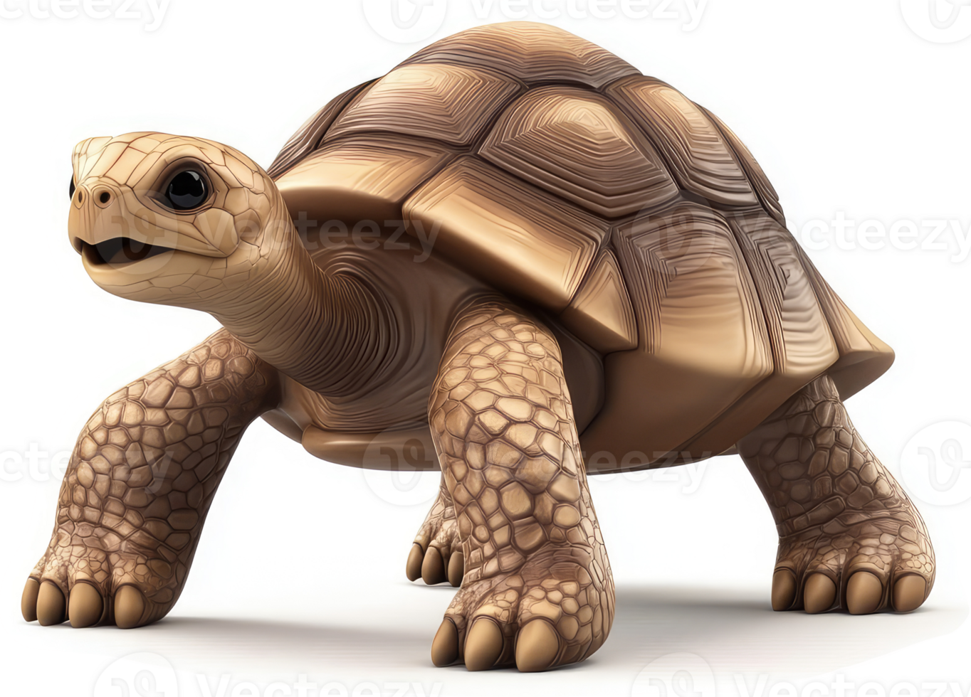 Cartoonish turtle in a light brown color scheme. png