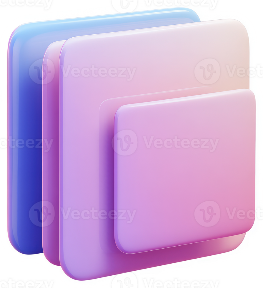 Stacked, layered, square interface design elements. png