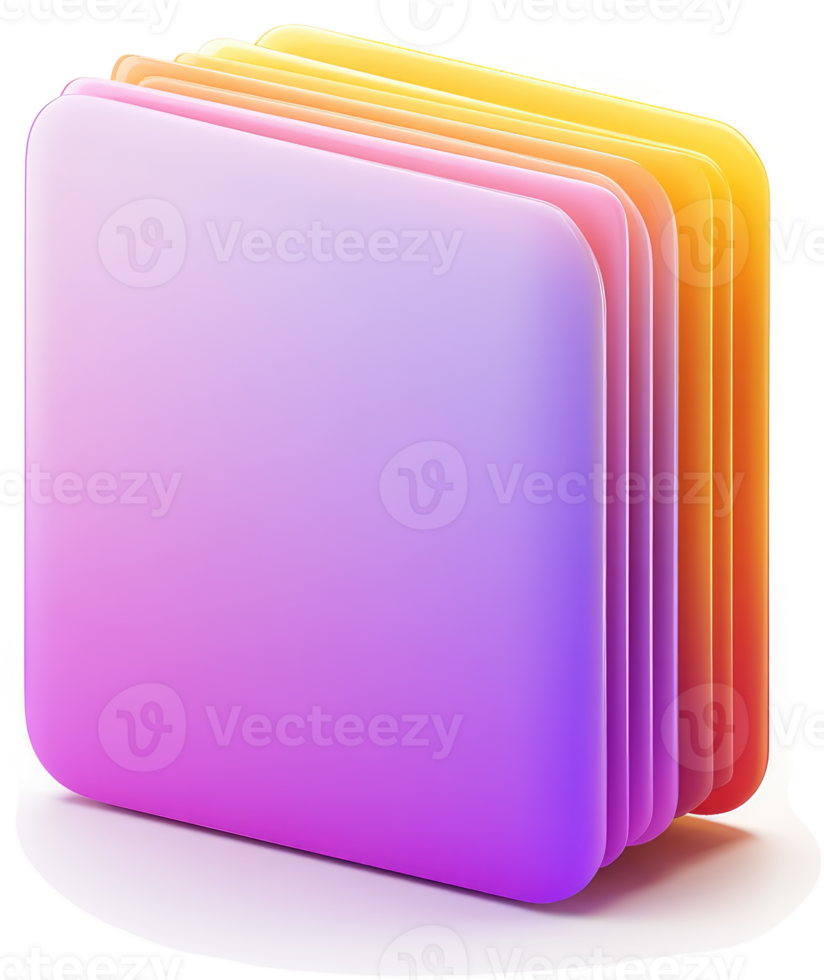 Stacked colorful square file folders. png