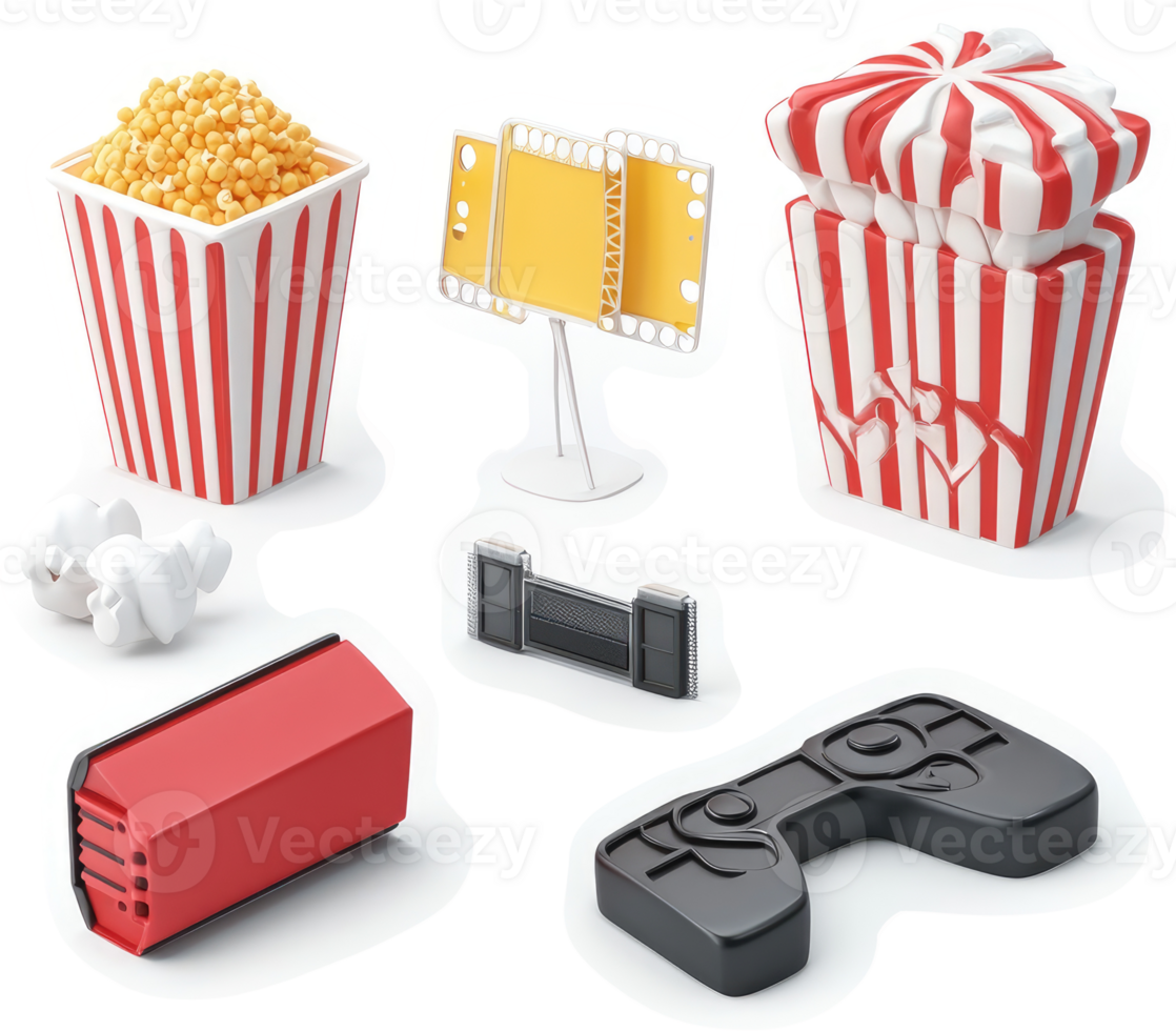 Variety of entertainment objects displayed as 3D models. png