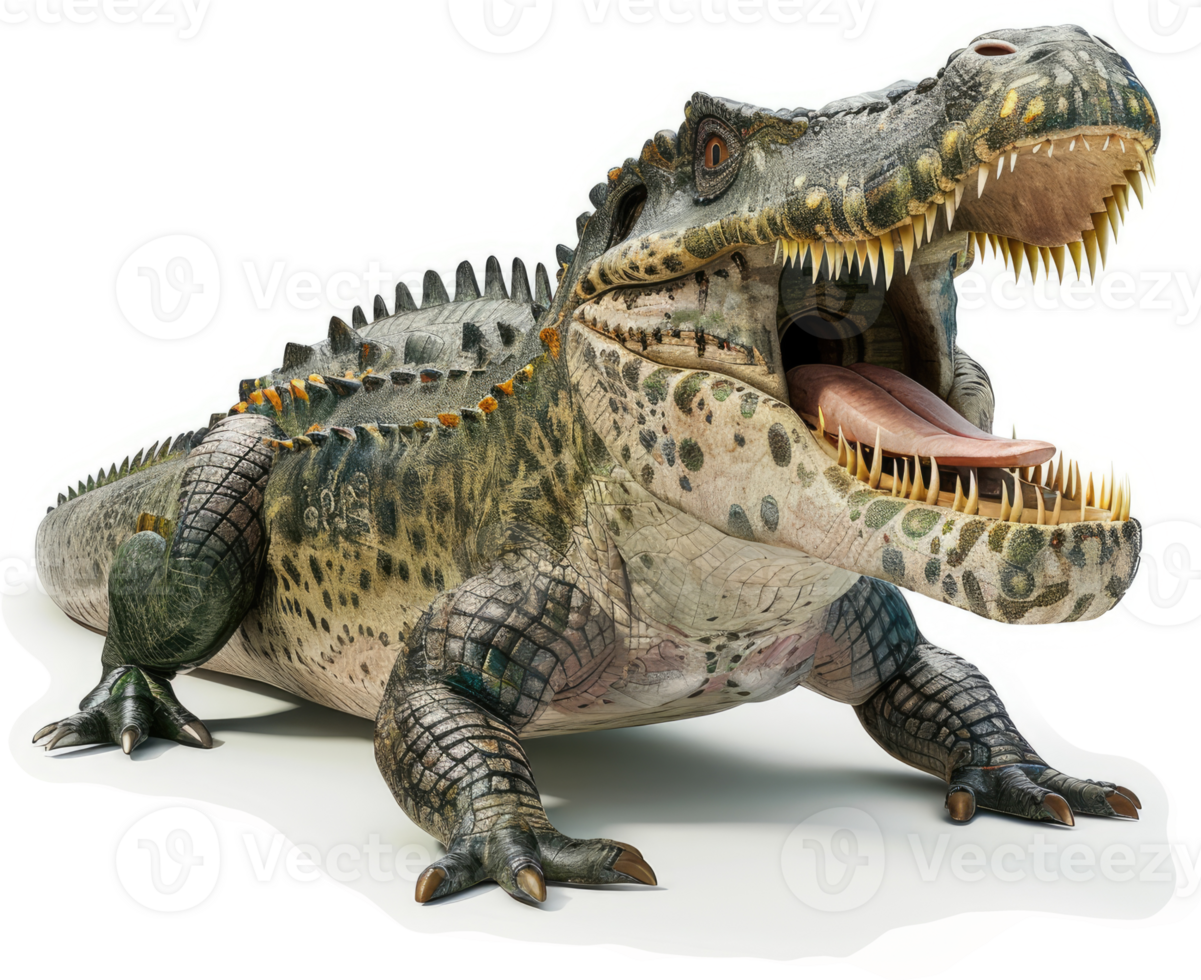 Massive prehistoric crocodile with powerful jaws. png