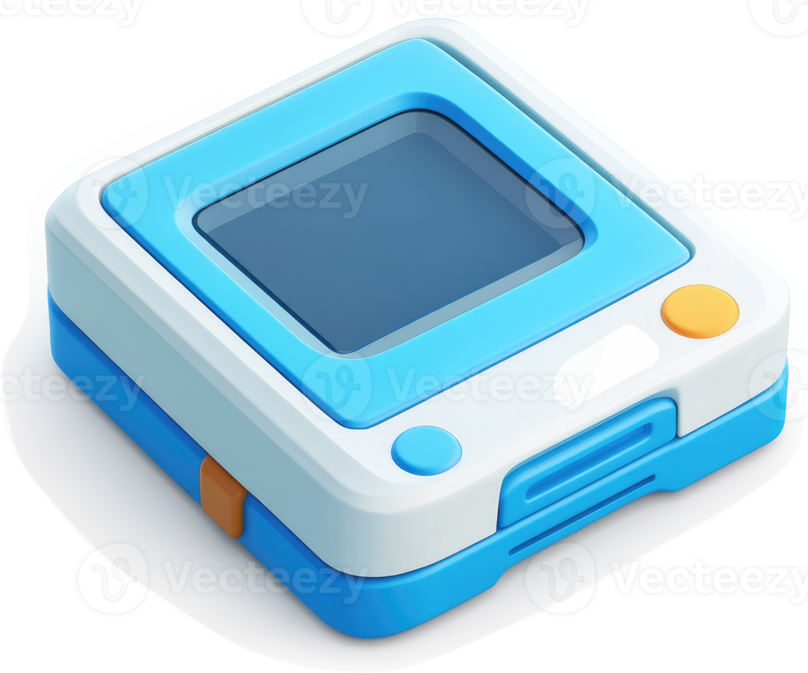 Playful, retro-styled handheld electronic device. png