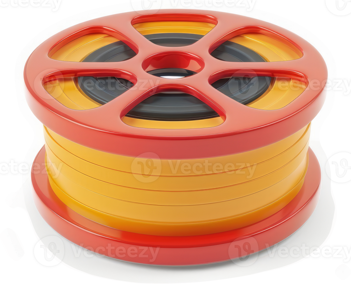 Retro-style film reel decorative object. png
