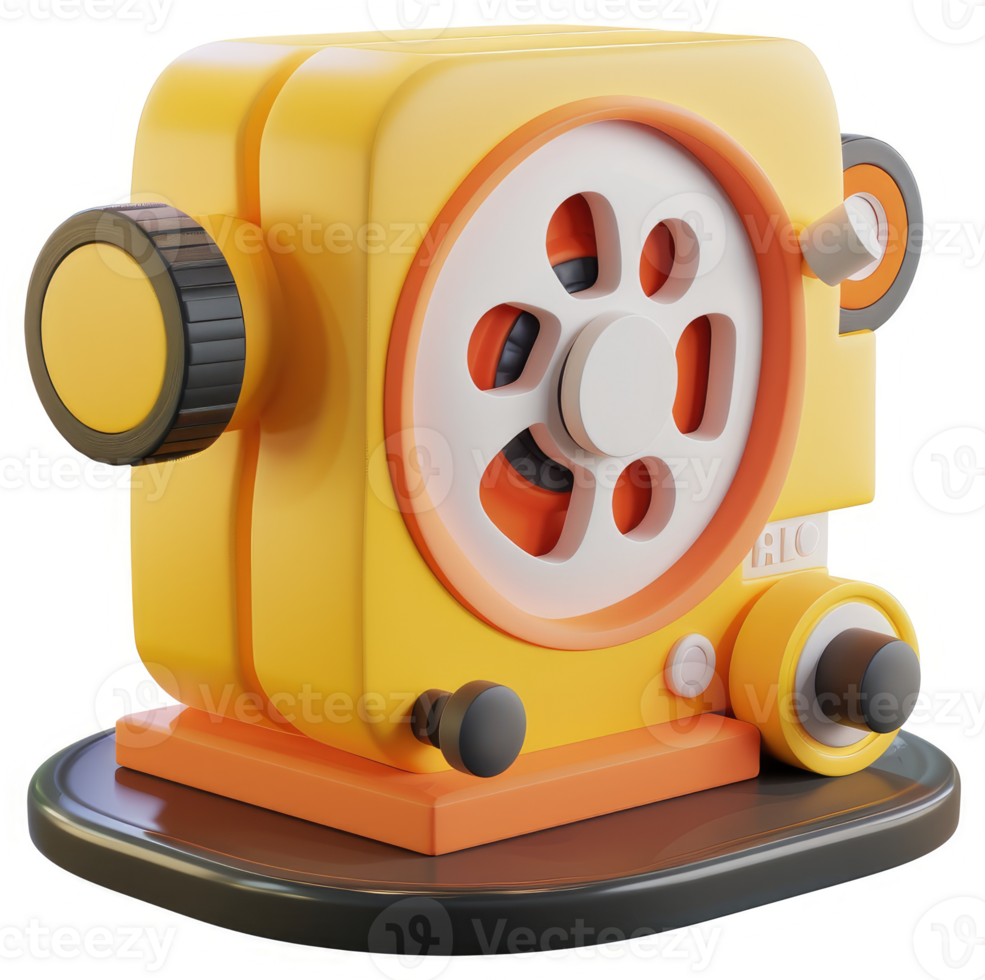 Retro, stylized, yellow movie projector icon. png