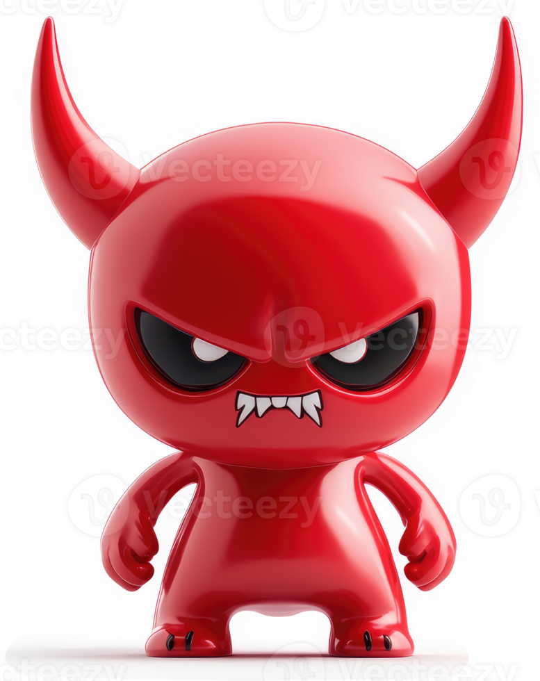 Red devil figurine with an angry expression. png