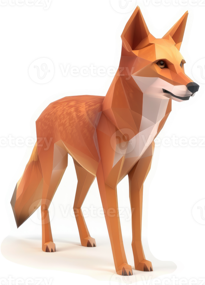 Geometric illustration of a reddish-orange coyote. png