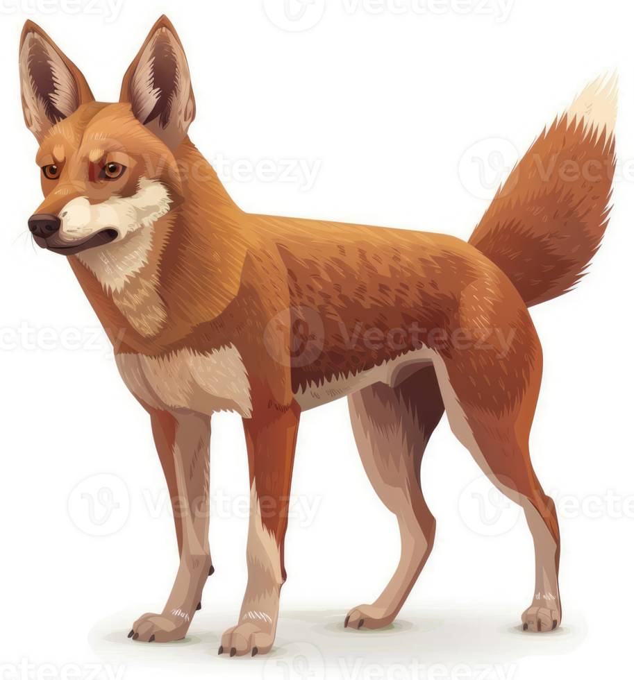 A digitally rendered image of a red dingo. png