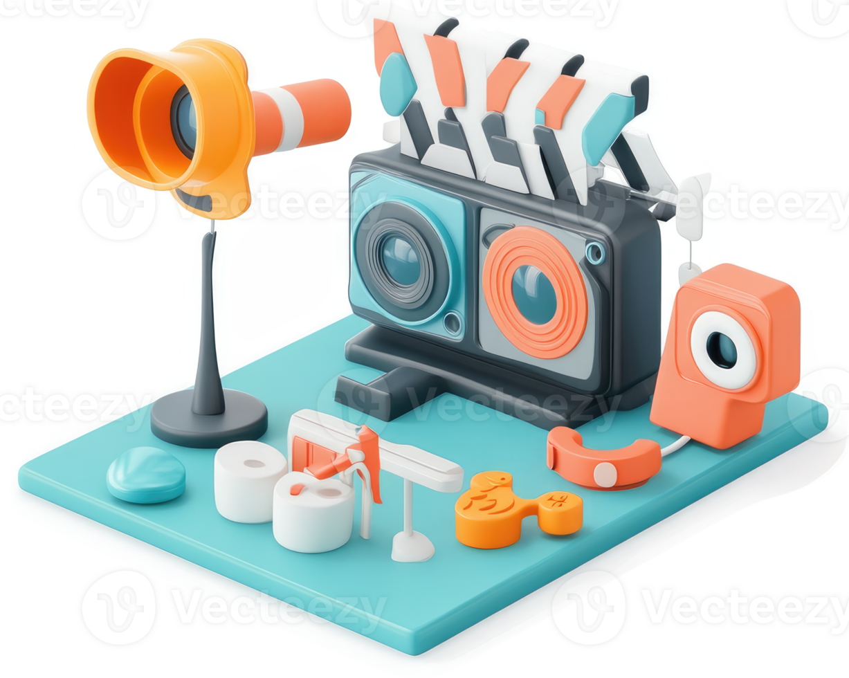 Colorful multimedia tools for filmmaking. png