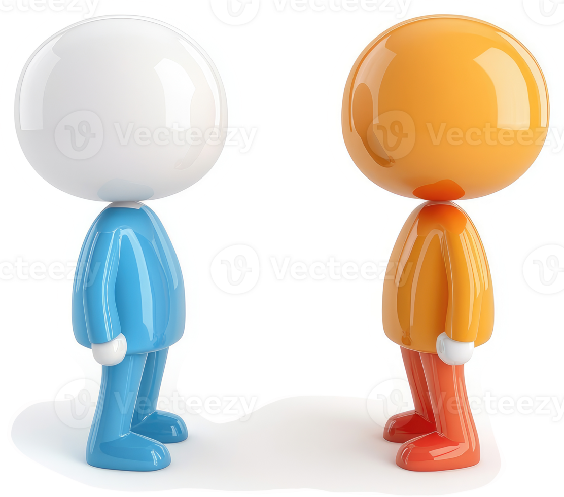 Two stylized figures facing each other, representing communication. png