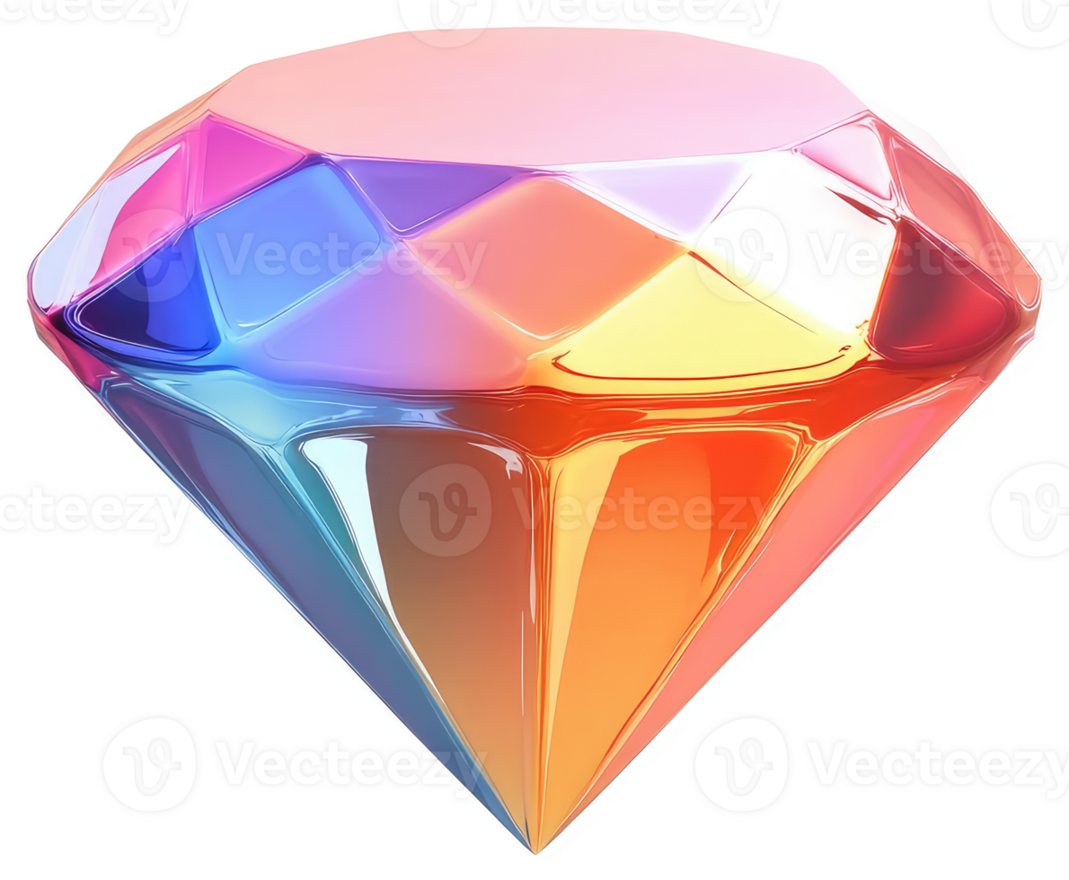 Vibrant multicolored gemstone with facets. png