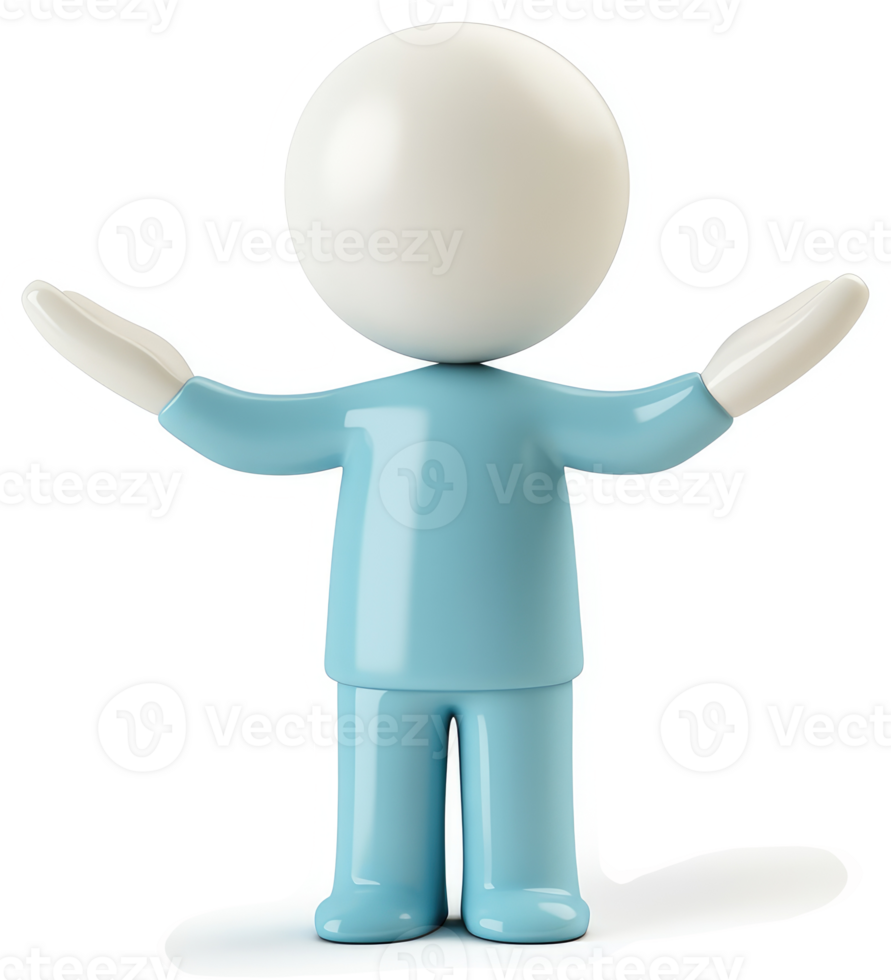 3d rendered light-blue person with open arms. png