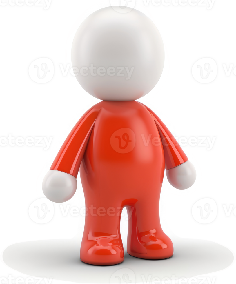 Glossy, orange cartoon figure stands upright. png