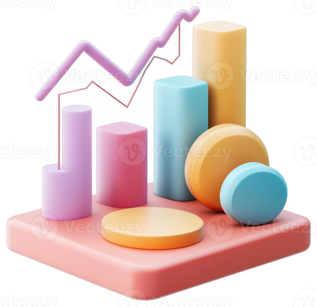 Colorful, 3D graphic representation of a growing trend. png
