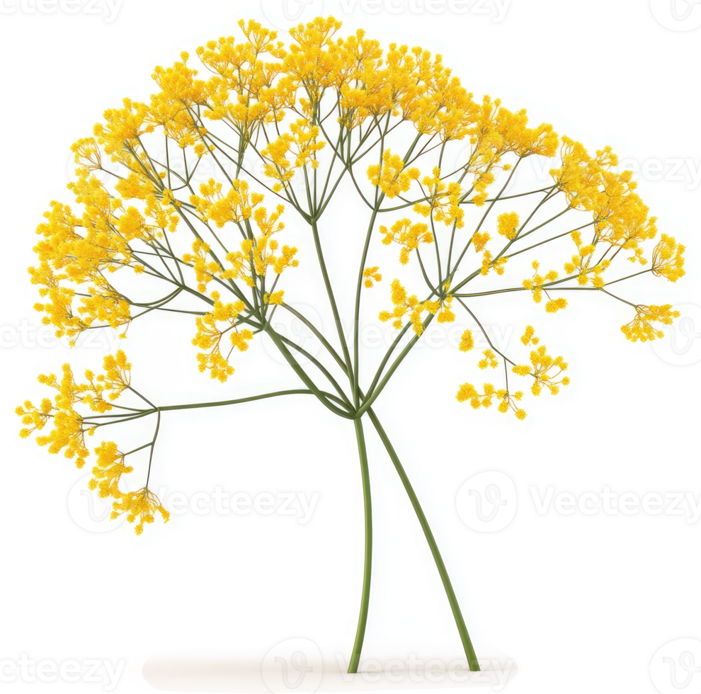 Bright yellow flower cluster on branching stems. png