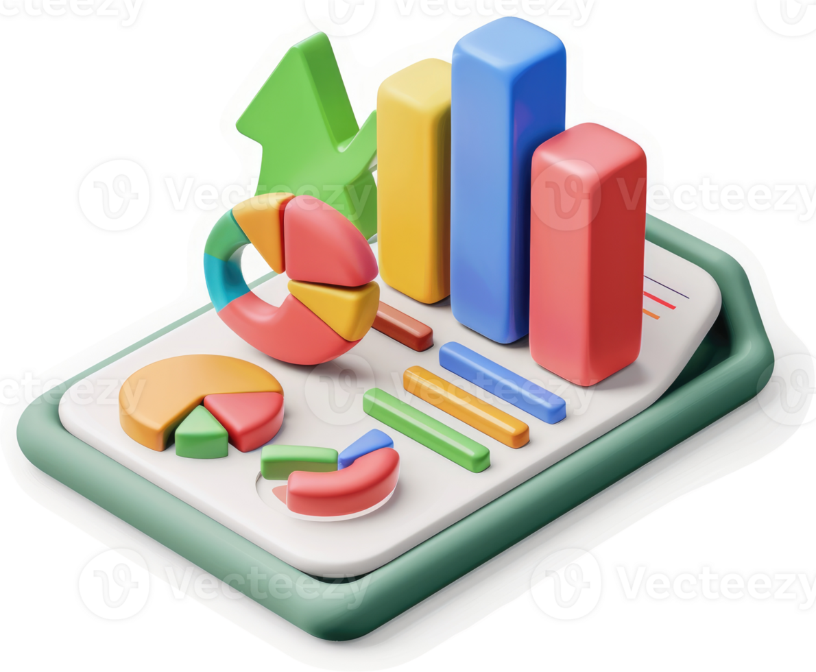 Colorful infographic displaying various data visualization charts. png
