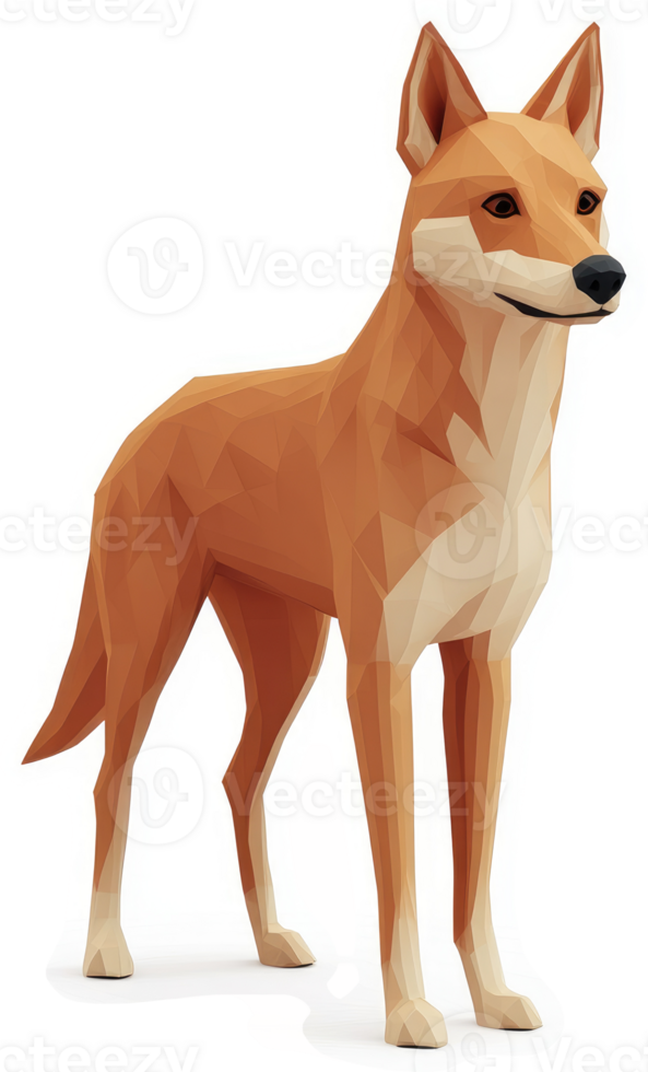 Low-poly illustration of a digitally rendered dingo. png
