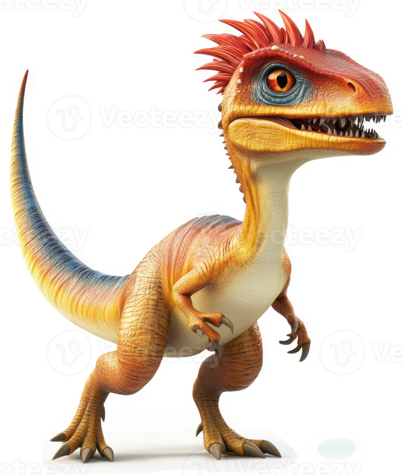 Colorful juvenile dinosaur with spiky crest. png