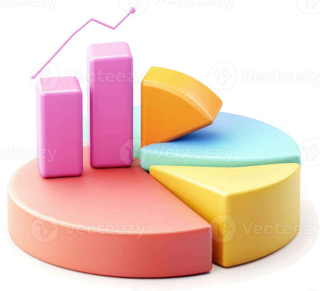 Colorful bar and pie charts illustrating data analysis. png