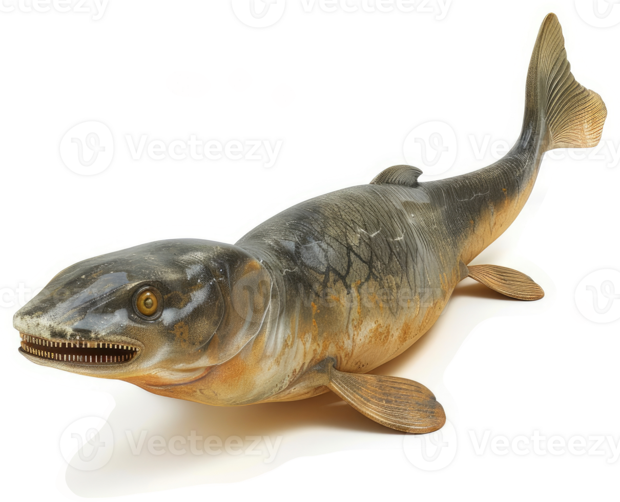 Prehistoric fish fossil replica, exhibiting ancient aquatic life. png