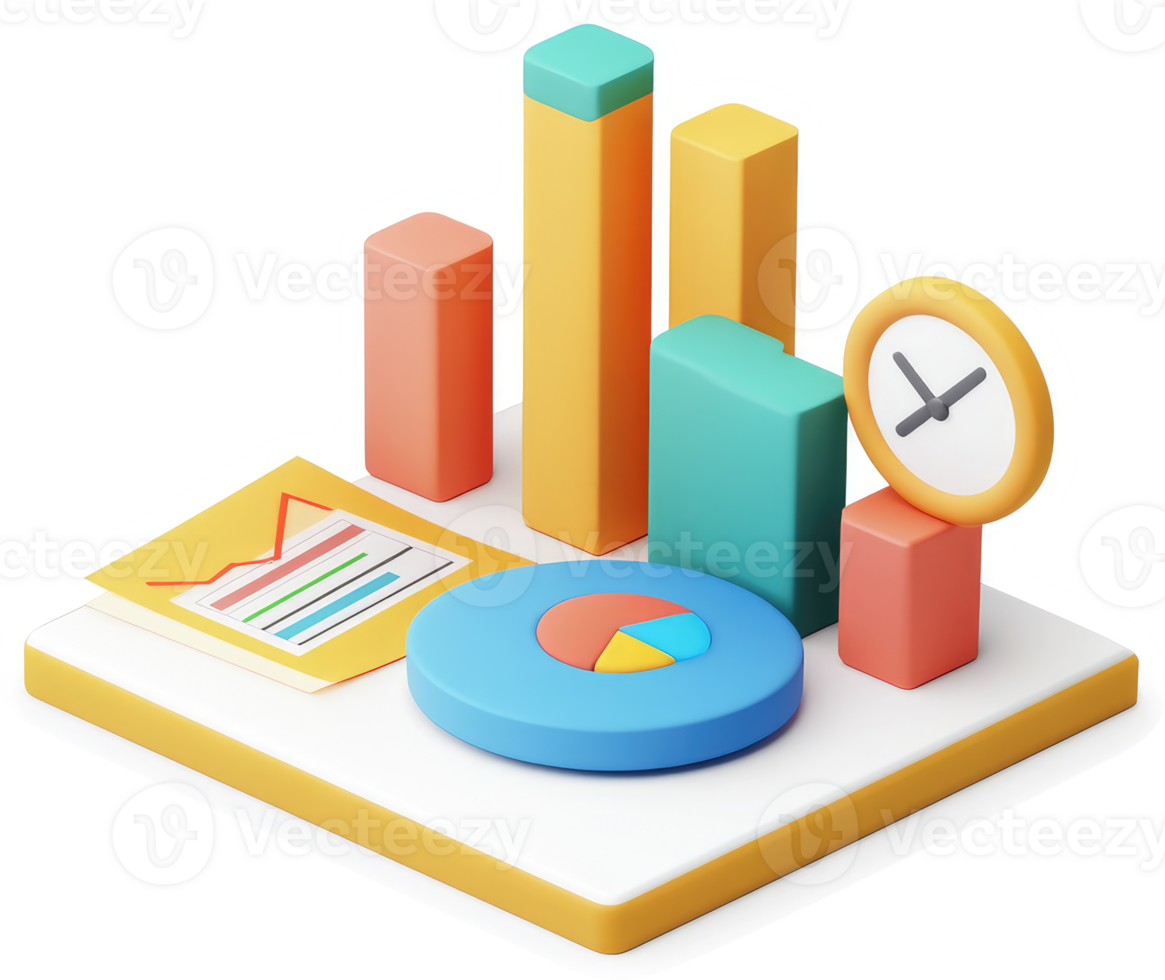 Colorful graphic representation of data analysis and time management. png