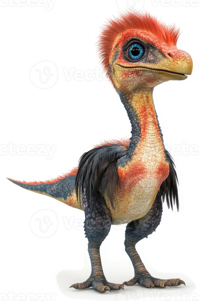 Colorful prehistoric bird-like dinosaur juvenile. png