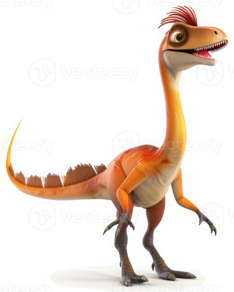 Animated prehistoric creature, a friendly, orange dinosaur. png