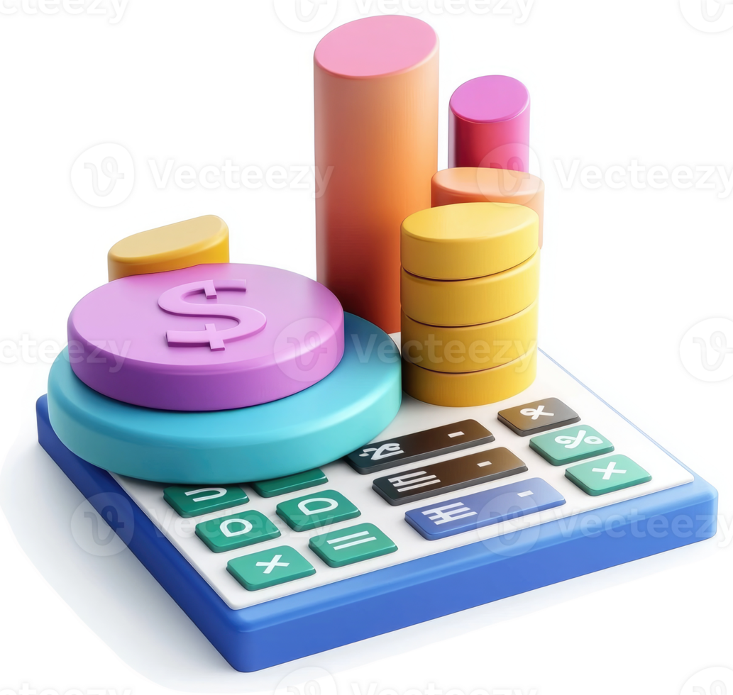 Colorful financial data displayed atop a calculator. png