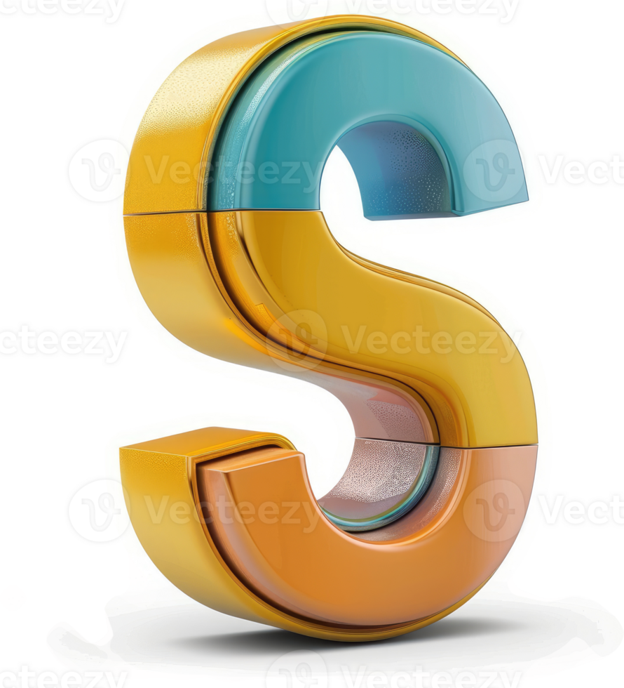 A three-toned, segmented, stylized letter S. png